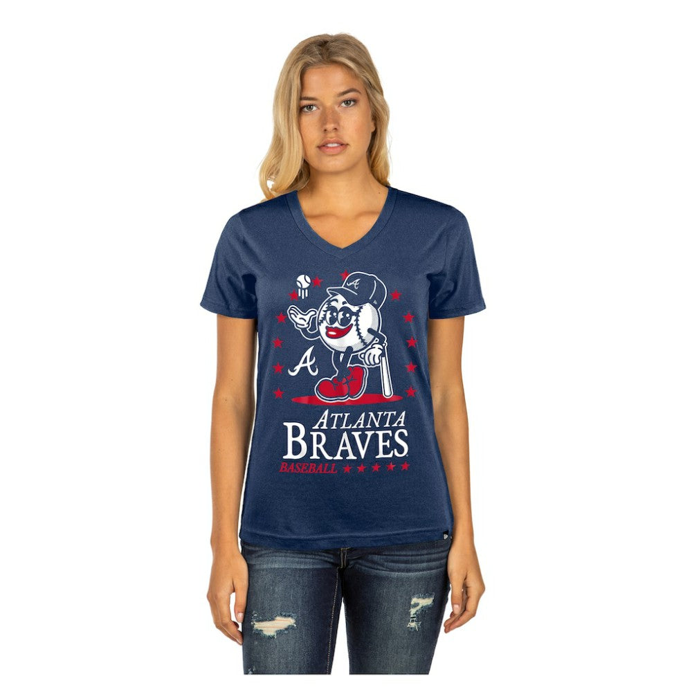 Atlanta Braves New Era Women's Little Miss 2 V-Neck T-Shirt | MLB Discount