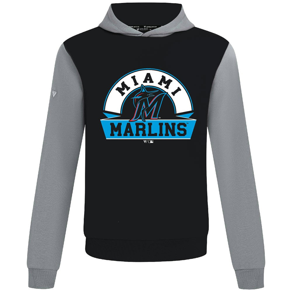 Miami Marlins Levelwear Throwback Ultimate Banner Arch Hoodie | MLB Outlet