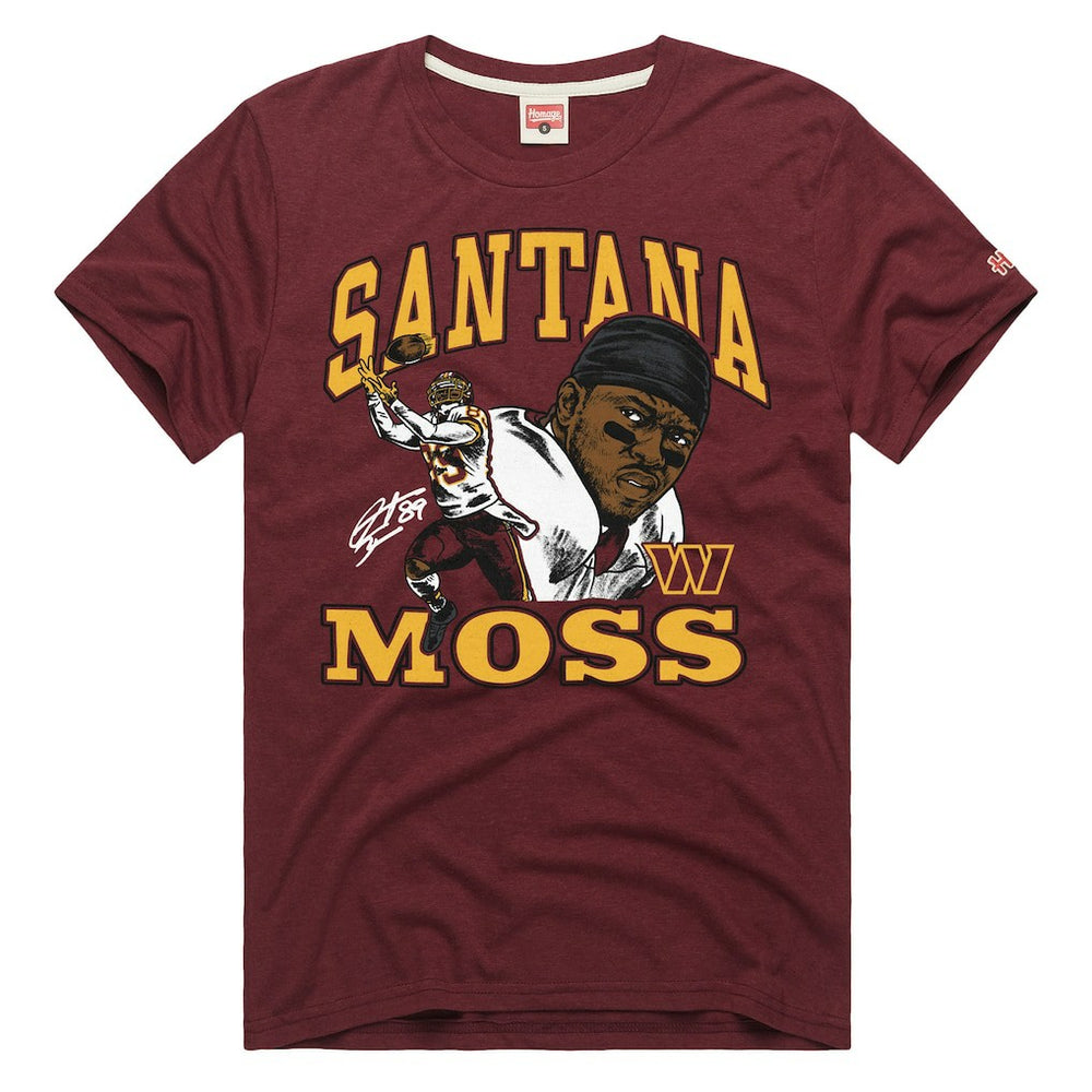 Washington Commanders  Santana Moss  Homage Unisex Retired Player Classic Caricature T-Shirt