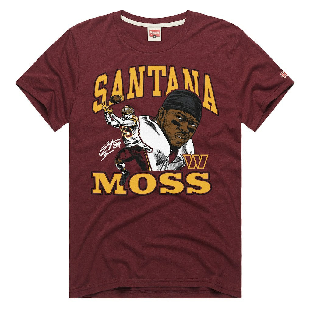 Washington Commanders  Santana Moss  Homage Unisex Retired Player Classic Caricature T-Shirt