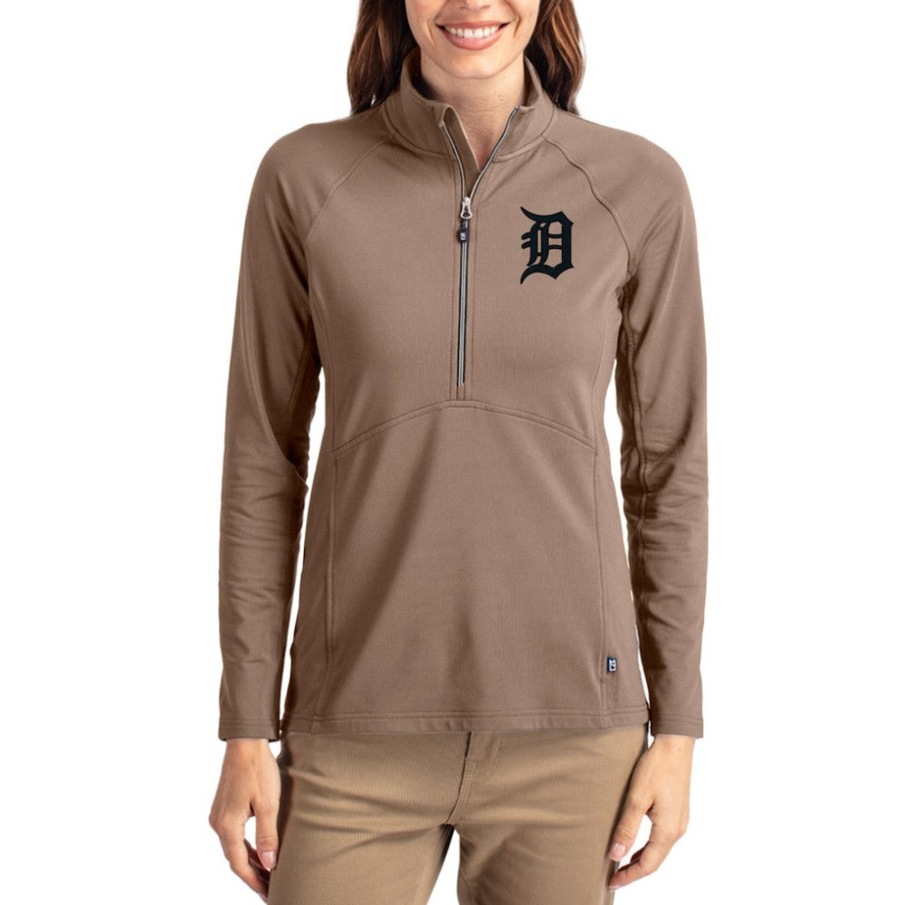 Detroit Tigers Cutter & Buck Women's Adapt Eco Knit Stretch Half-Zip Pullover | MLB Outlet