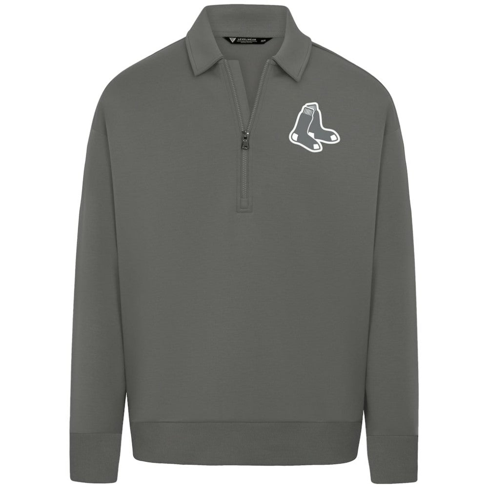 Boston Red Sox Levelwear Women's Canmore Chenille Logo Quarter-Zip Top | MLB For sale