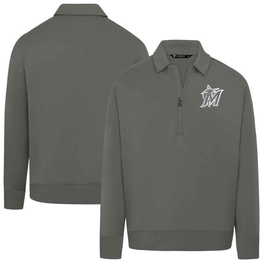Miami Marlins Levelwear Women's Canmore Chenille Logo Quarter-Zip Top | MLB Shop