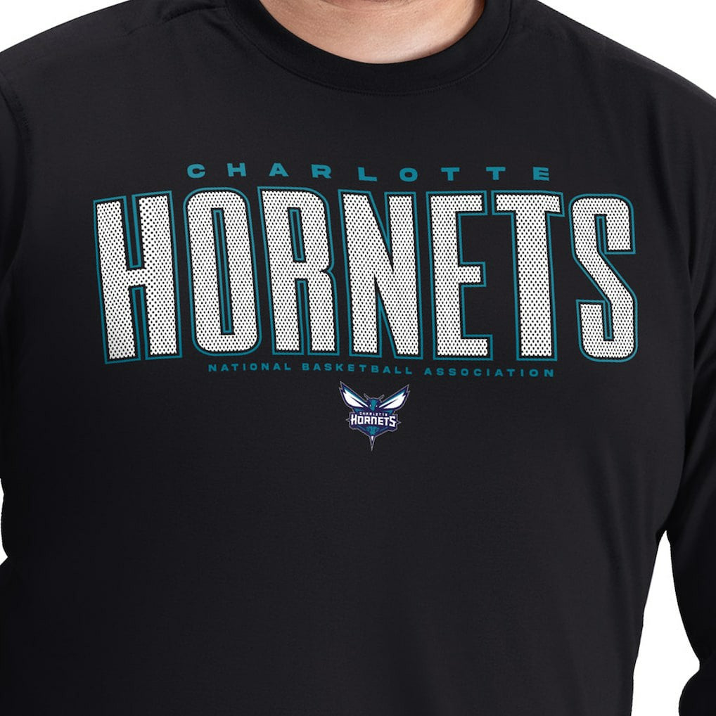 Charlotte Hornets G-III Sports by Carl Banks Adaptive Printed Mesh Effect Long Sleeve T-Shirt New