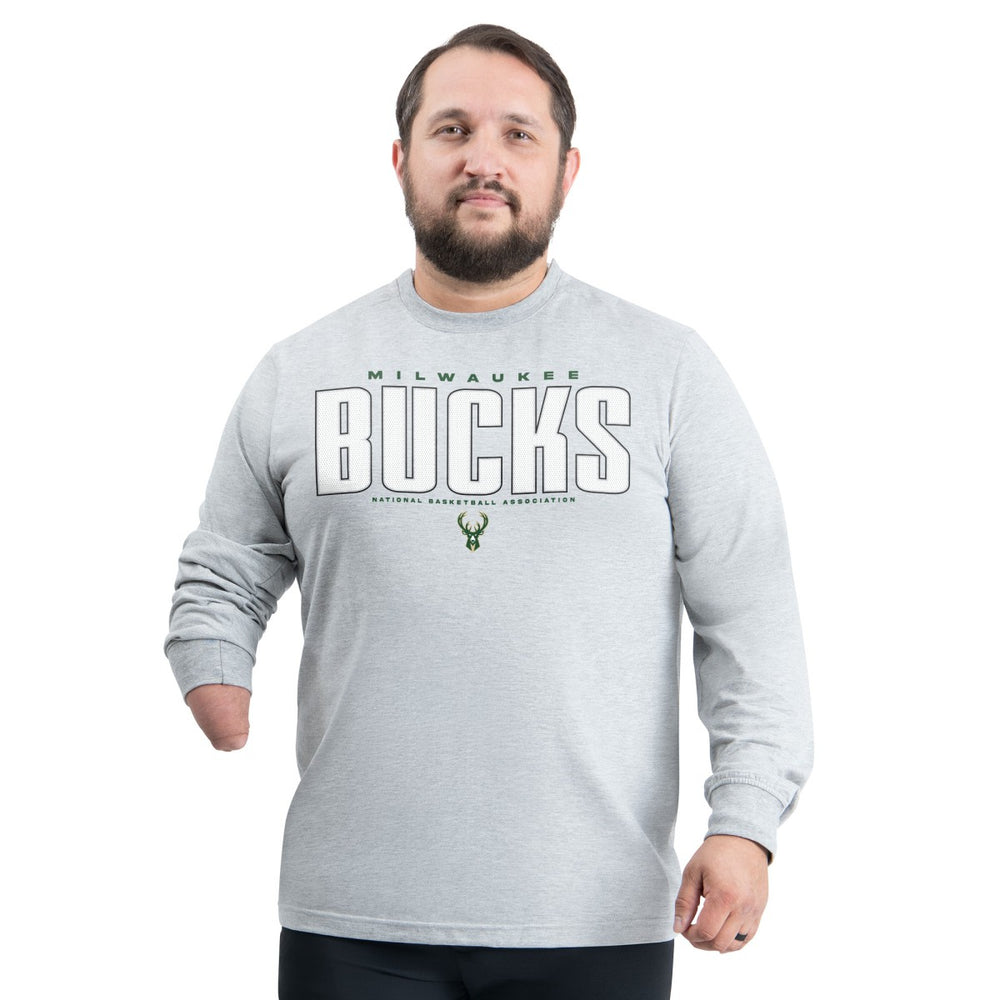 Milwaukee Bucks G-III Sports by Carl Banks Adaptive Printed Mesh Effect Long Sleeve T-Shirt New