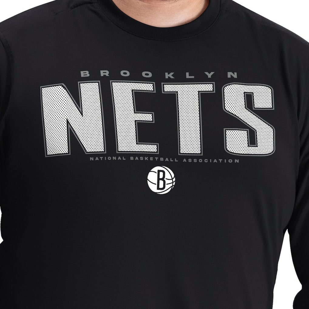 Brooklyn Nets G-III Sports by Carl Banks Adaptive Printed Mesh Effect Long Sleeve T-Shirt On Sale