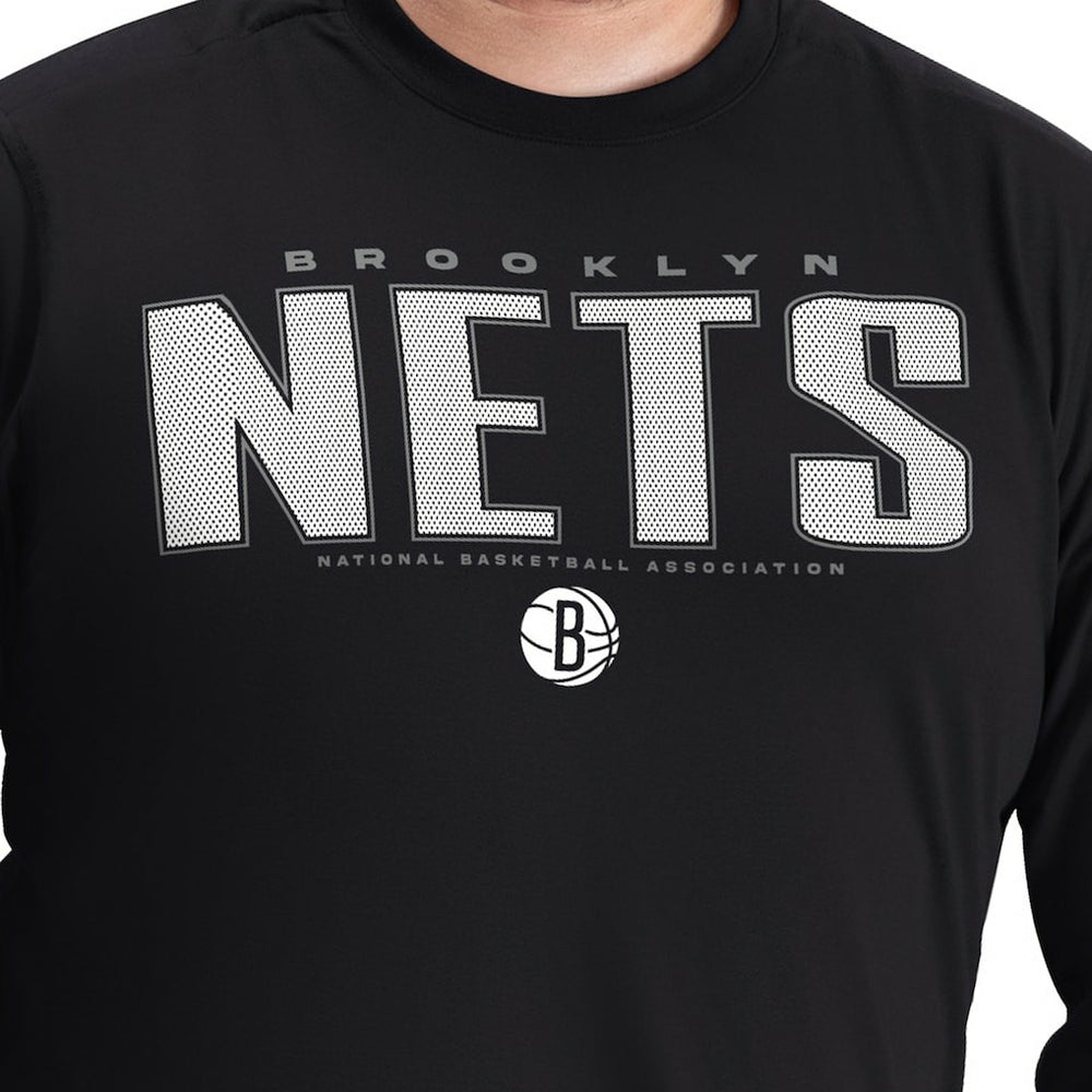 Brooklyn Nets G-III Sports by Carl Banks Adaptive Printed Mesh Effect Long Sleeve T-Shirt On Sale