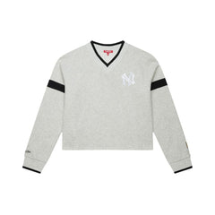 New York Yankees Mitchell & Ness Women's Cooperstown Collection V-Neck Cropped Toggle Sweatshirt | MLB Sale