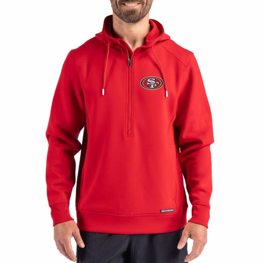 San Francisco 49ers  Cutter & Buck Roam Eco Half-Zip Recycled Pullover Hoodie