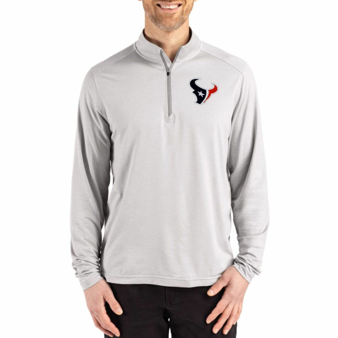 Houston Texans  Cutter & Buck Coastline Epic Comfort Recycled Quarter-Zip Pullover