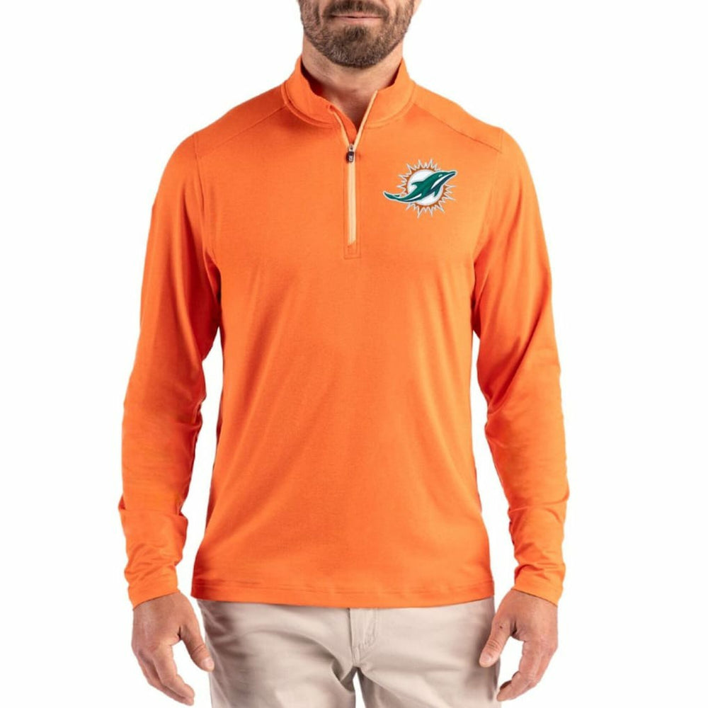 Miami Dolphins  Cutter & Buck Coastline Epic Comfort Recycled Quarter-Zip Pullover