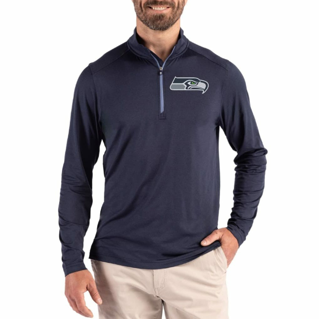 Seattle Seahawks  Cutter & Buck Coastline Epic Comfort Recycled Quarter-Zip Pullover