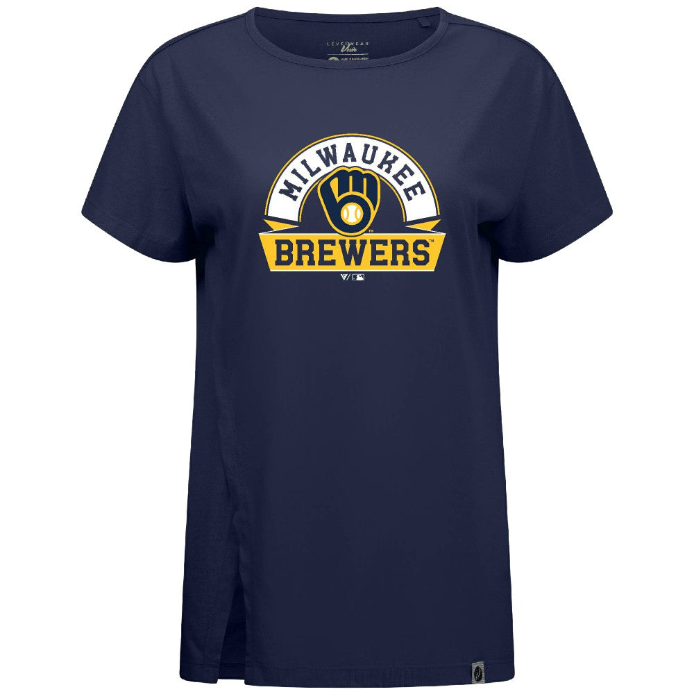 Milwaukee Brewers Levelwear Women's Influx Banner Arch T-Shirt | MLB Outlet