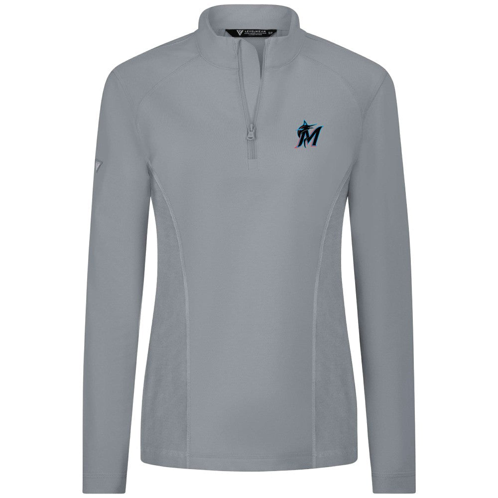 Miami Marlins Levelwear Women's Upright Insignia 2.0 Quarter-Zip Tri-Blend Top | MLB For sale