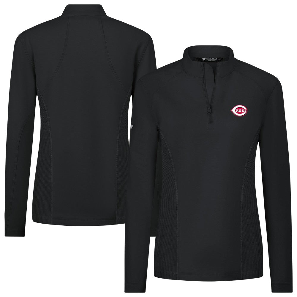 Cincinnati Reds Levelwear Women's Upright Insignia 2.0 Quarter-Zip Tri-Blend Top | MLB Online