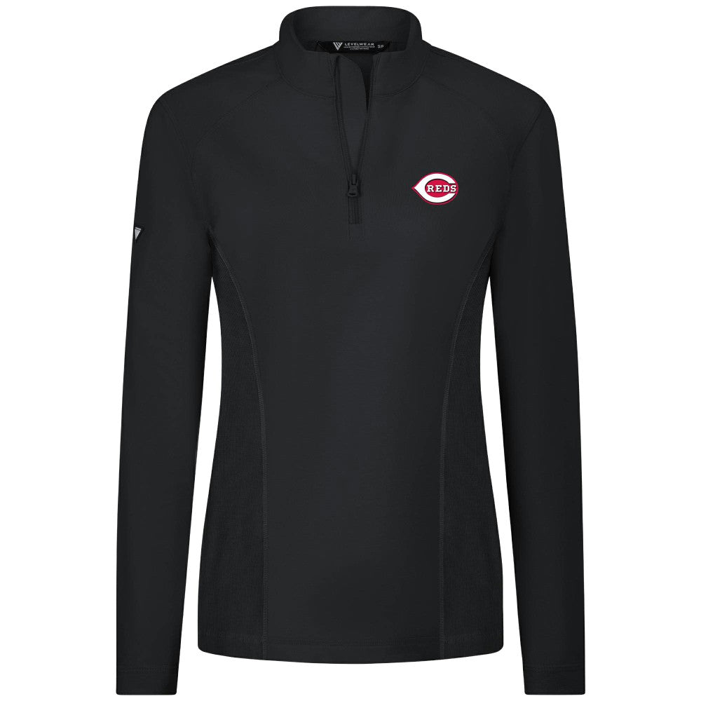 Cincinnati Reds Levelwear Women's Upright Insignia 2.0 Quarter-Zip Tri-Blend Top | MLB Online