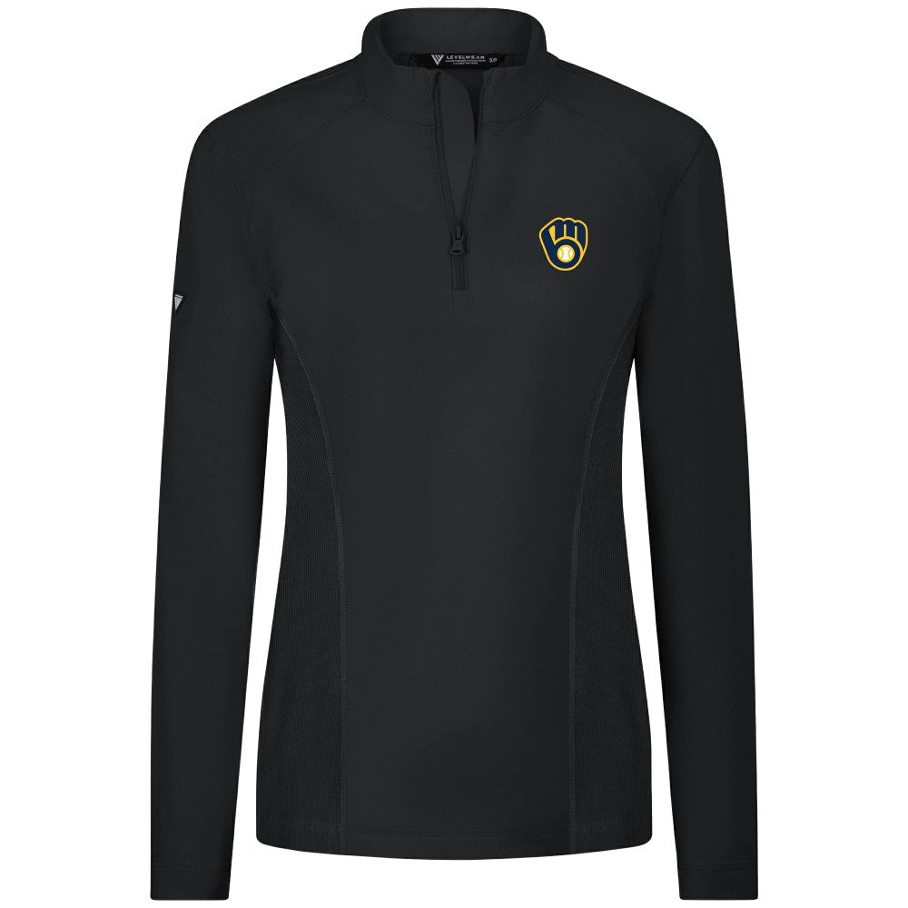 Milwaukee Brewers Levelwear Women's Upright Insignia 2.0 Quarter-Zip Tri-Blend Top | MLB US