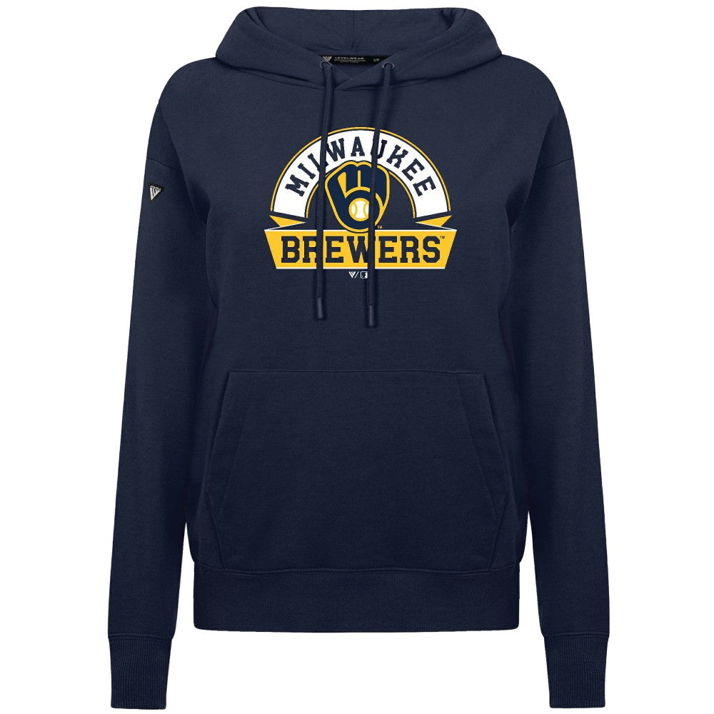 Milwaukee Brewers Levelwear Women's Adorn Banner Arch Hoodie | MLB New