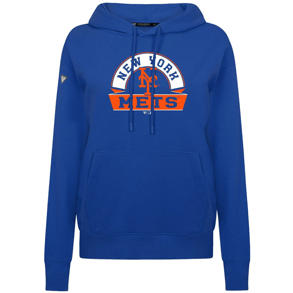 New York Mets Levelwear Women's Adorn Banner Arch Hoodie | MLB Outlet