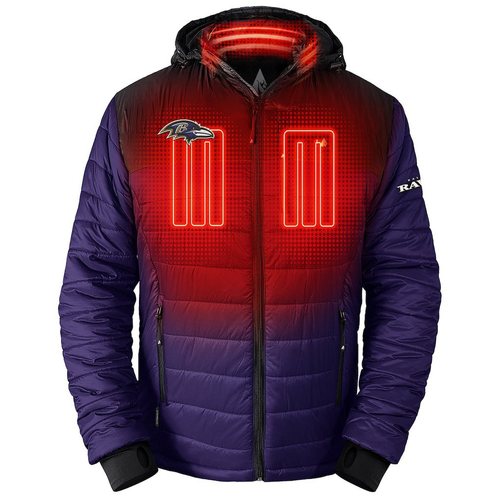 Baltimore Ravens  ActionHeat 5V Battery Heated Full-Zip Hoodie Puffer Jacket