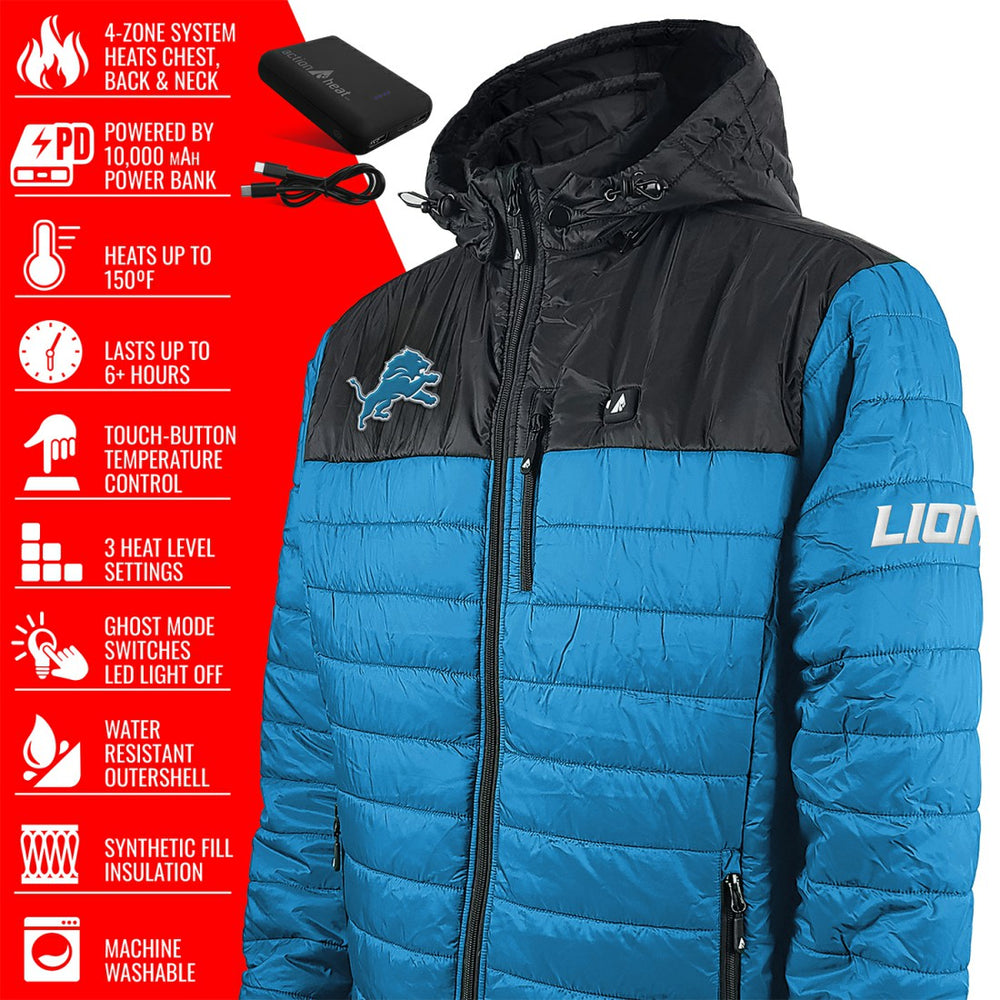 Detroit Lions  ActionHeat 5V Battery Heated Colorblock Full-Zip Puffer Jacket