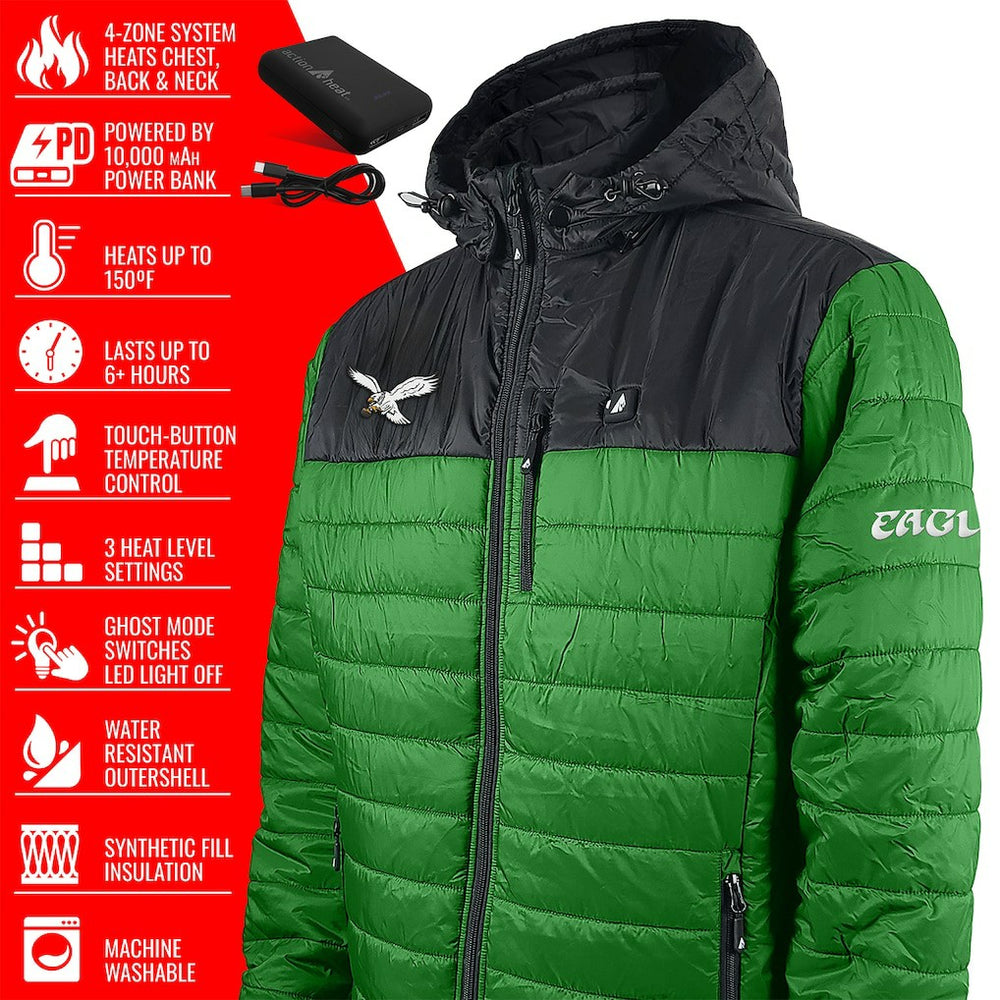 Philadelphia Eagles  ActionHeat 5V Battery Heated Colorblock Full-Zip Puffer Jacket