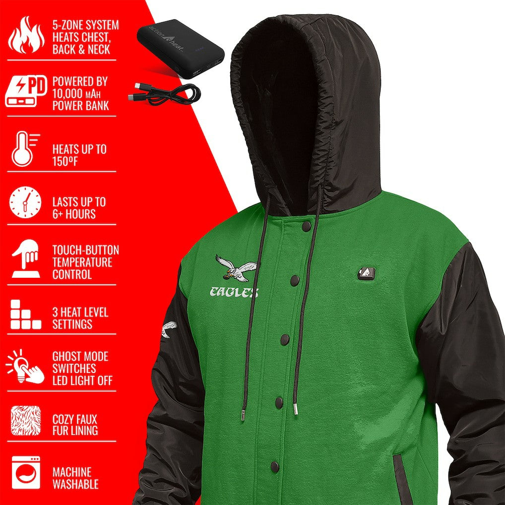 Philadelphia Eagles  ActionHeat 5V Battery Heated Full-Snap Varsity Jacket