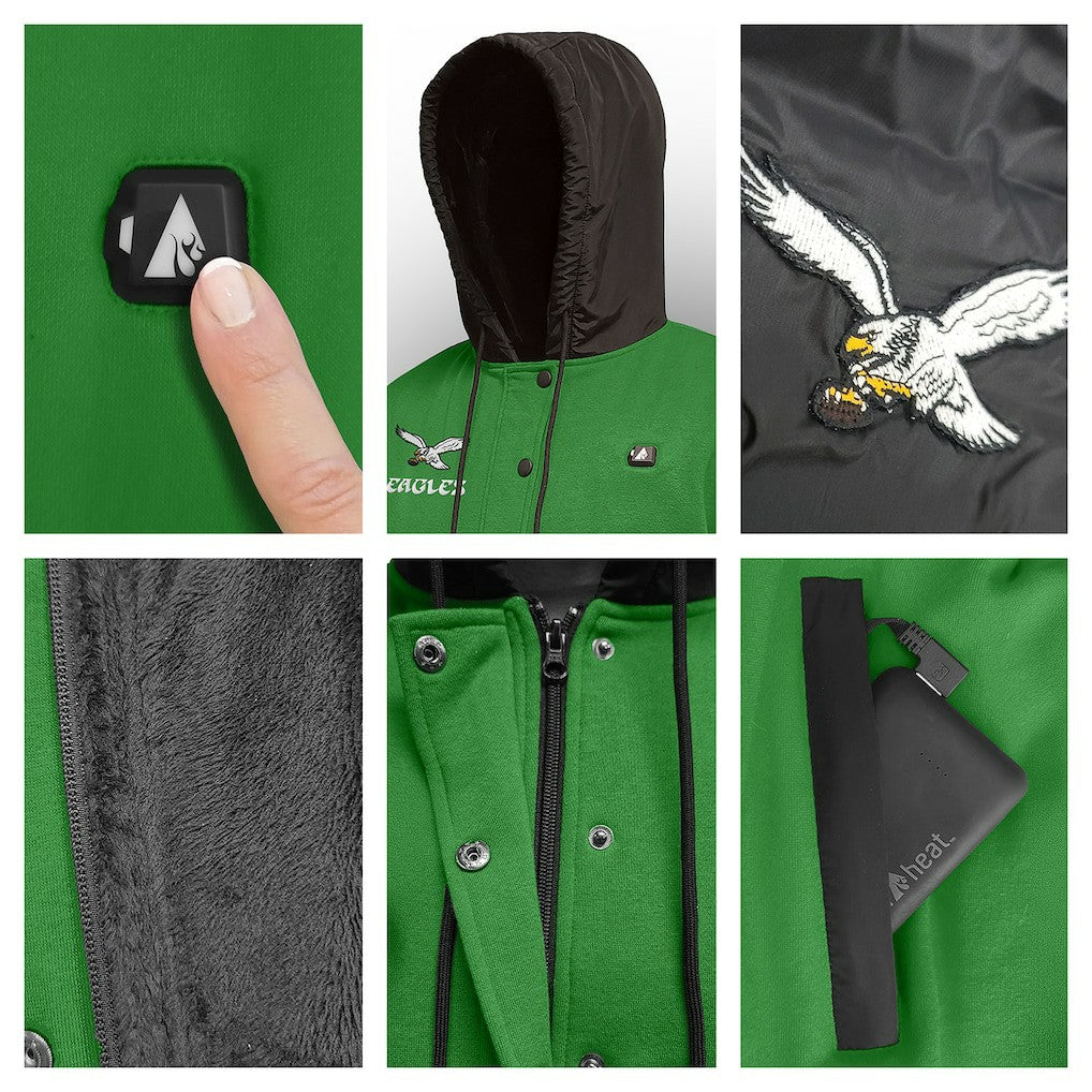 Philadelphia Eagles  ActionHeat 5V Battery Heated Full-Snap Varsity Jacket
