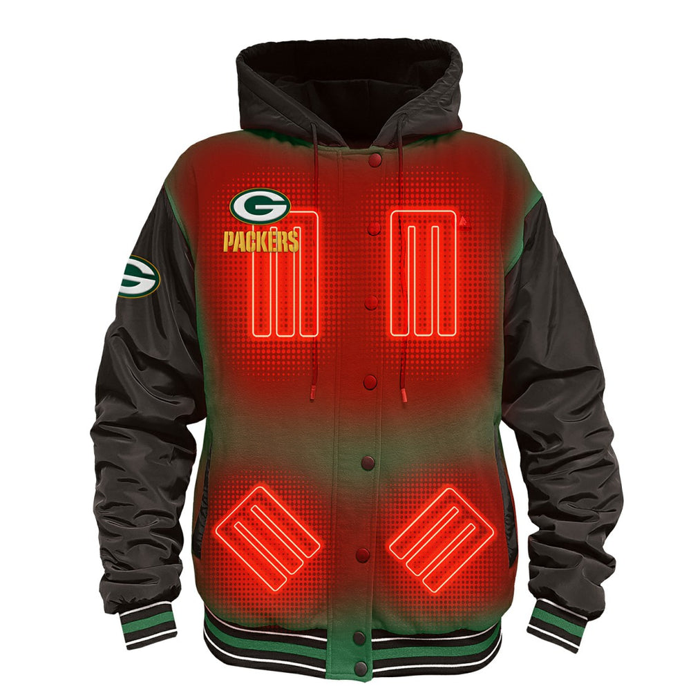 Green Bay Packers  ActionHeat 5V Battery Heated Full-Snap Varsity Jacket
