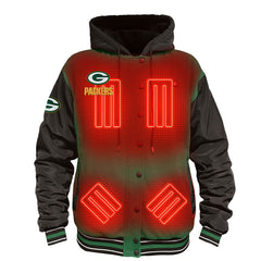 Green Bay Packers  ActionHeat 5V Battery Heated Full-Snap Varsity Jacket