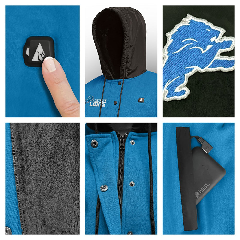 Detroit Lions  ActionHeat 5V Battery Heated Full-Snap Varsity Jacket