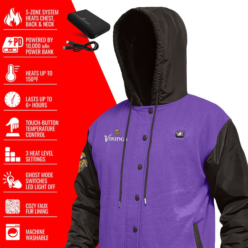 Minnesota Vikings  ActionHeat 5V Battery Heated Full-Snap Varsity Jacket