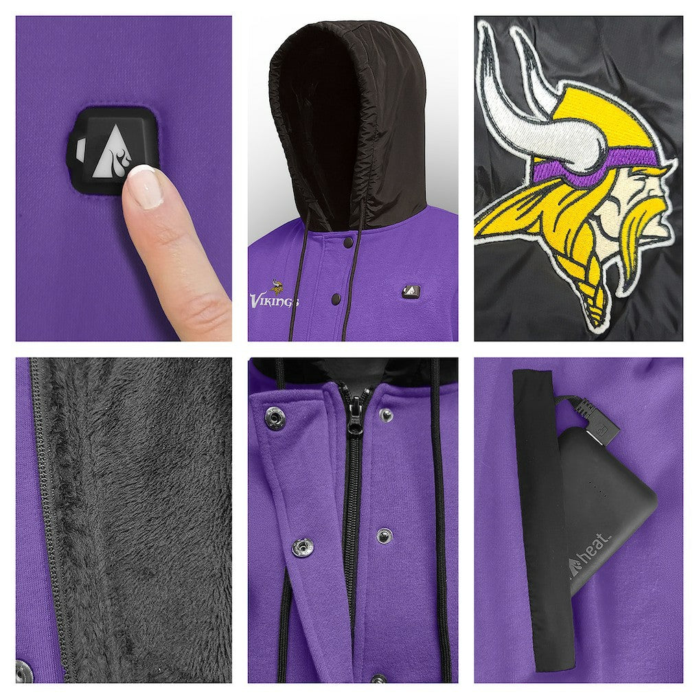 Minnesota Vikings  ActionHeat 5V Battery Heated Full-Snap Varsity Jacket