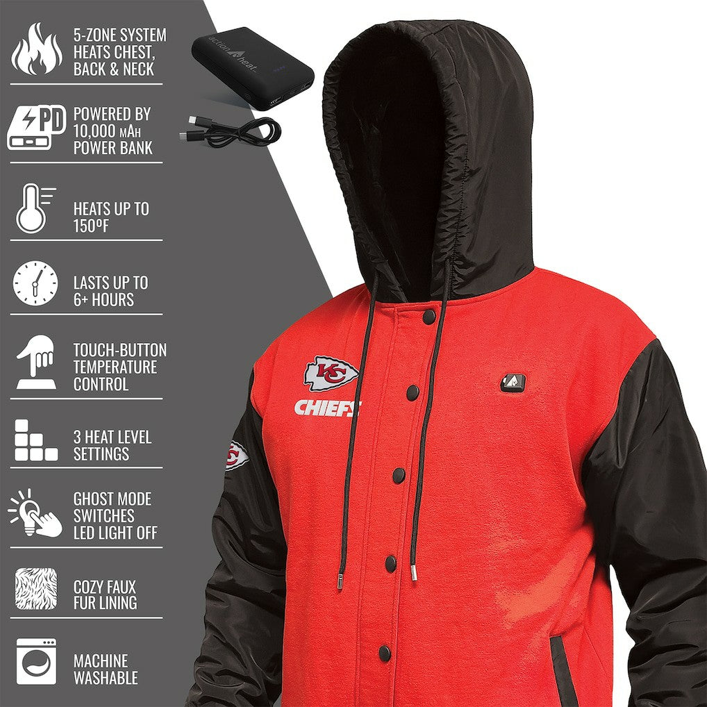 Kansas City Chiefs  ActionHeat 5V Battery Heated Full-Snap Varsity Jacket