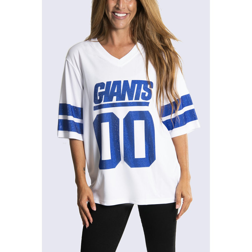 New York Giants  Cuce Women's Rhinestone V-Neck Tunic