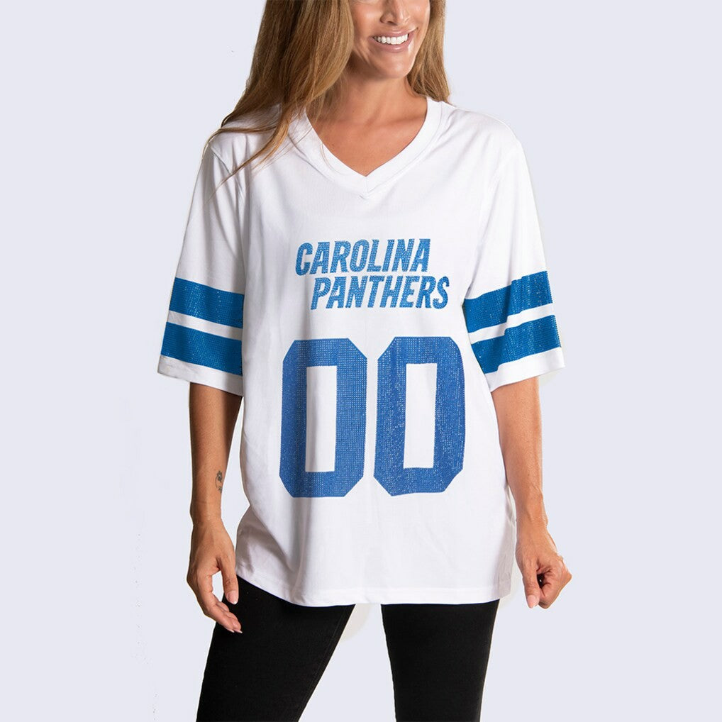 Carolina Panthers  Cuce Women's Rhinestone V-Neck Tunic