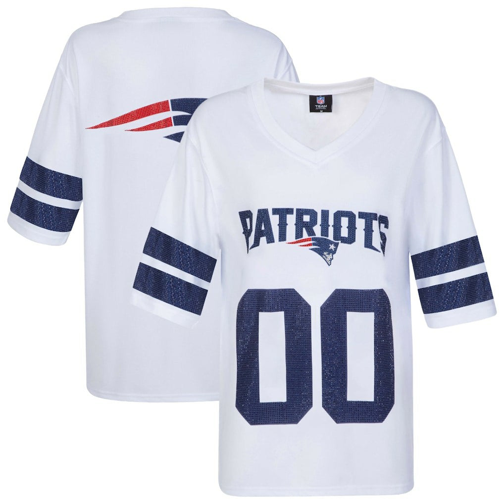 New England Patriots  Cuce Women's Rhinestone V-Neck Tunic