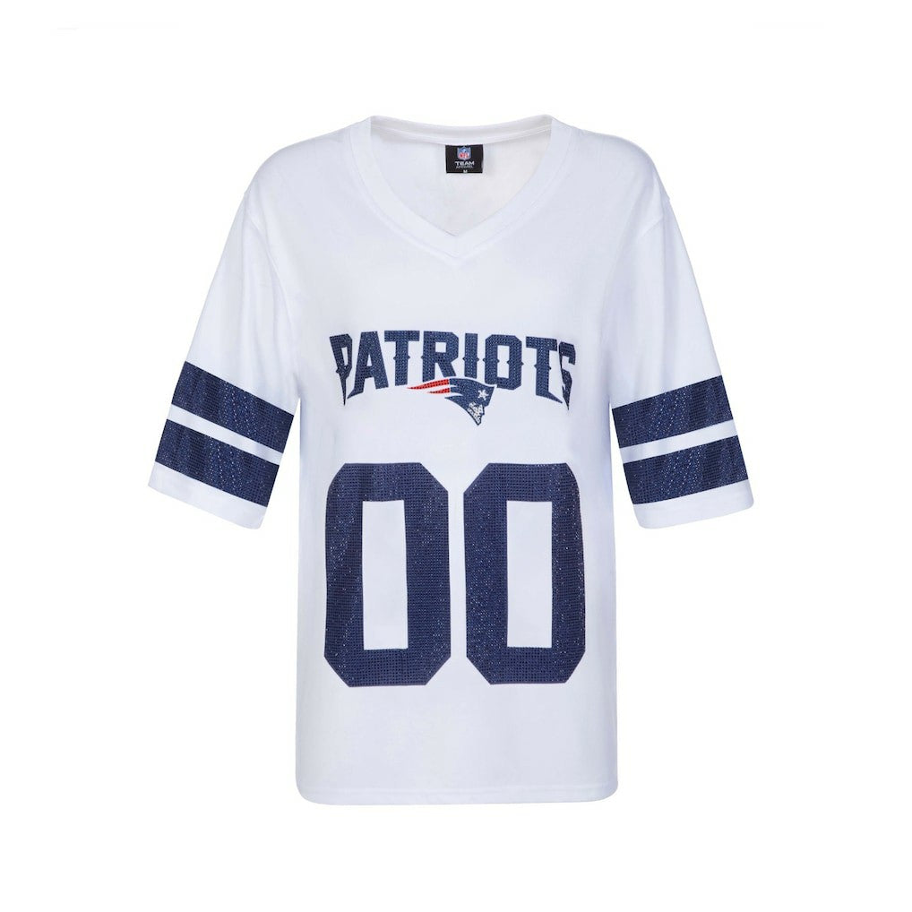 New England Patriots  Cuce Women's Rhinestone V-Neck Tunic