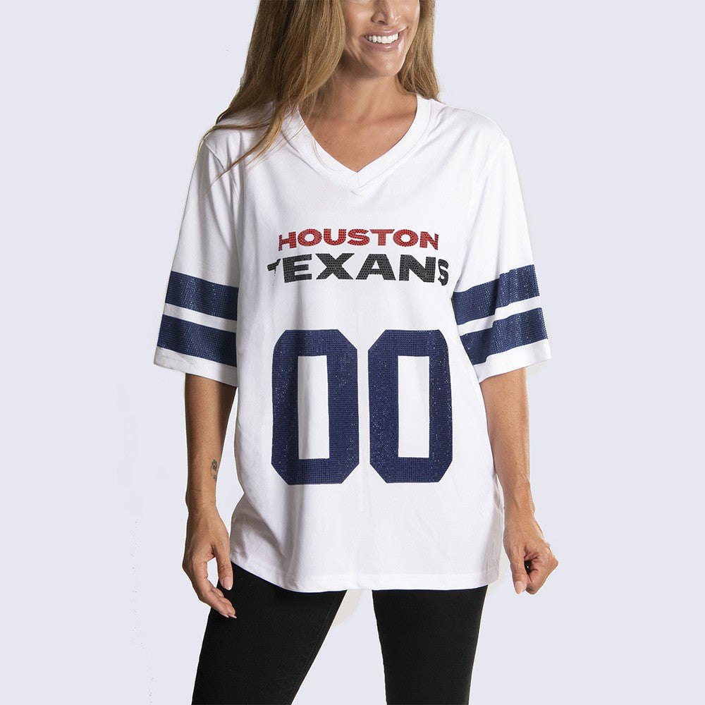 Houston Texans  Cuce Women's Rhinestone V-Neck Tunic