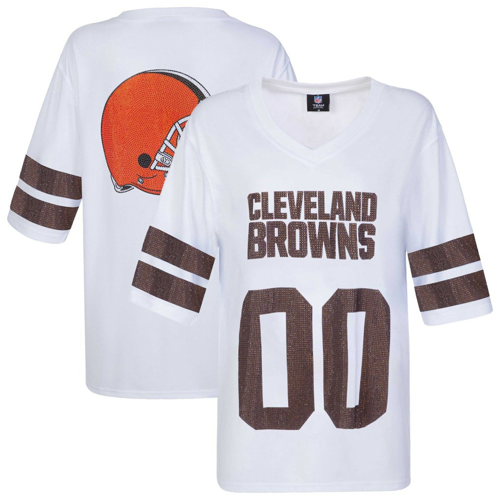 Cleveland Browns  Cuce Women's Rhinestone V-Neck Tunic