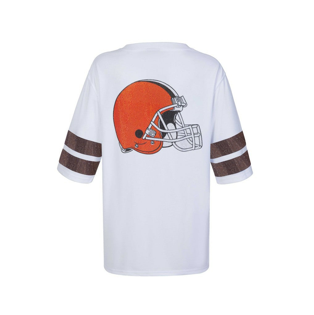 Cleveland Browns  Cuce Women's Rhinestone V-Neck Tunic