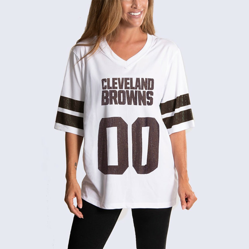 Cleveland Browns  Cuce Women's Rhinestone V-Neck Tunic