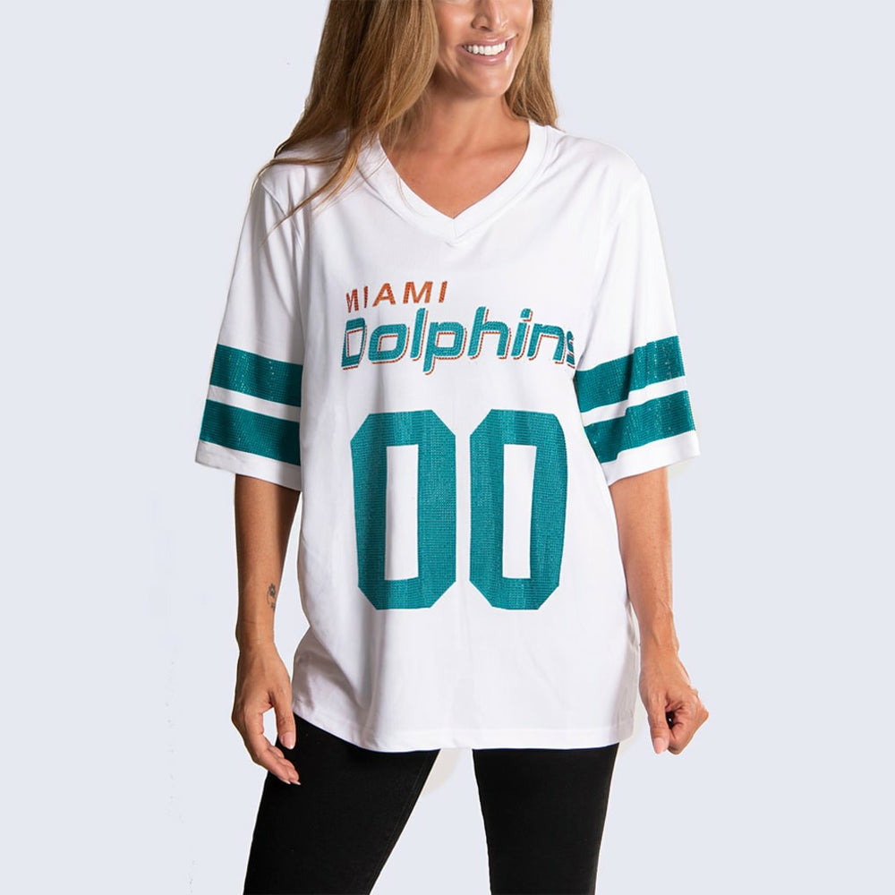 Miami Dolphins  Cuce Women's Rhinestone V-Neck Tunic