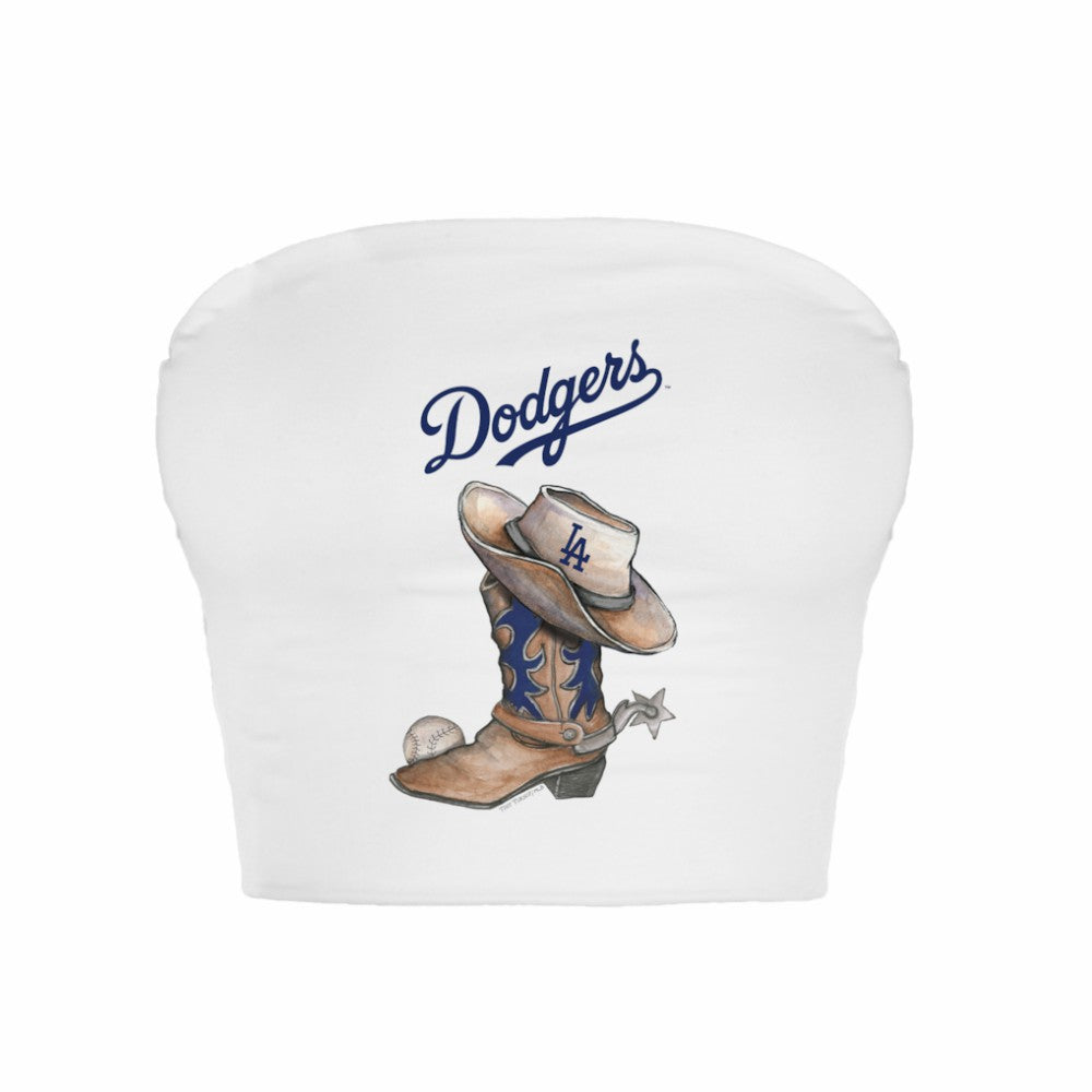 Los Angeles Dodgers Tiny Turnip Women's Cowboy Boot Crop Tube Top | MLB Online