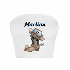 Miami Marlins Tiny Turnip Women's Cowboy Boot Crop Tube Top | MLB Discount