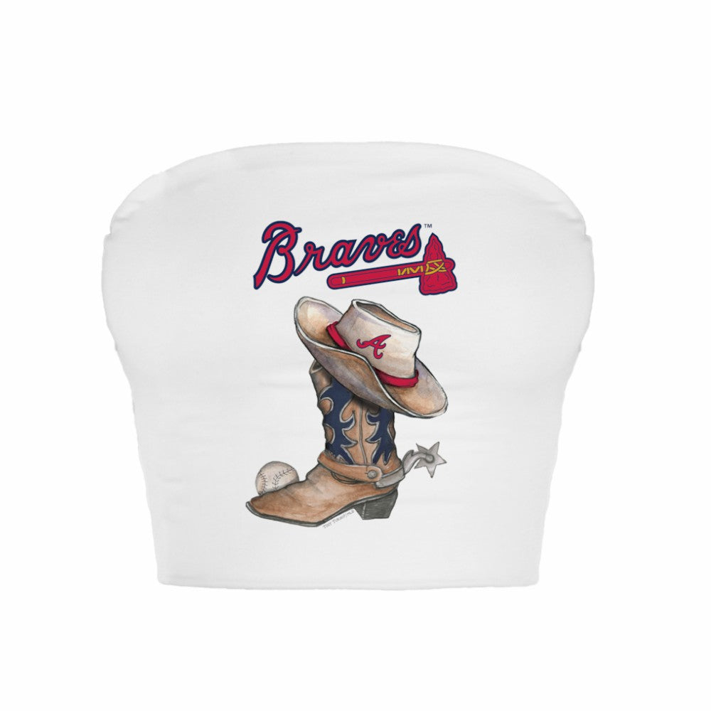 Atlanta Braves Tiny Turnip Women's Cowboy Boot Crop Tube Top | MLB Sale