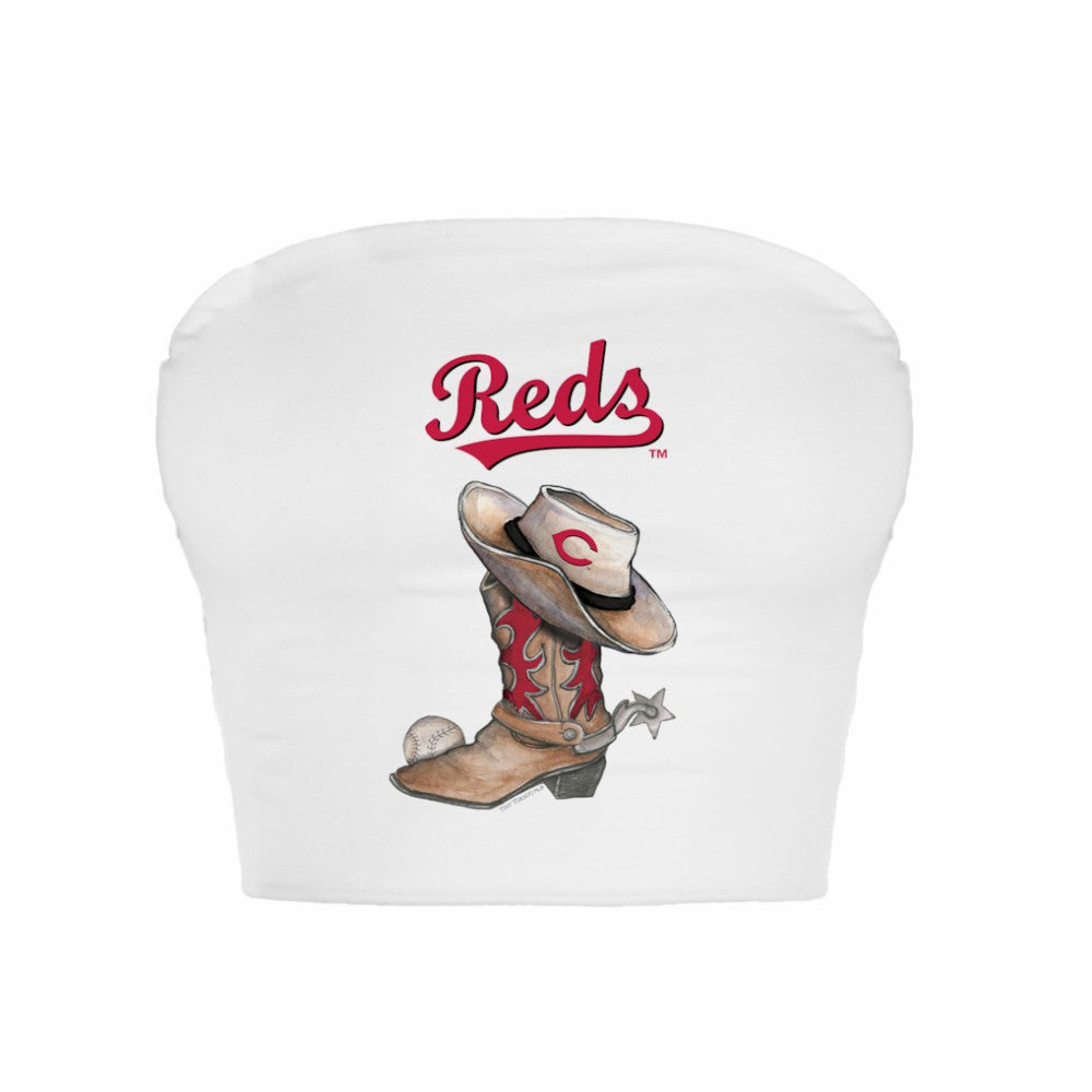 Cincinnati Reds Tiny Turnip Women's Cowboy Boot Crop Tube Top | MLB Near me