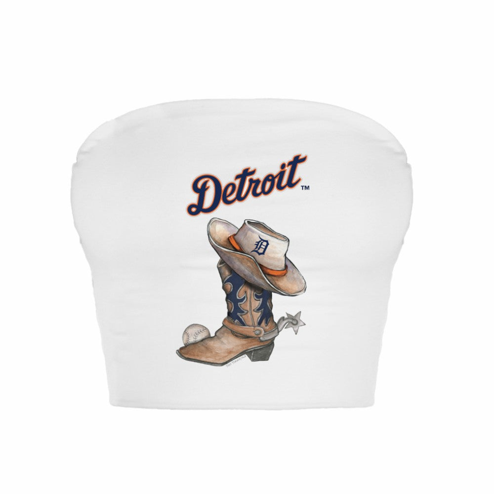 Detroit Tigers Tiny Turnip Women's Cowboy Boot Crop Tube Top | MLB On Sale