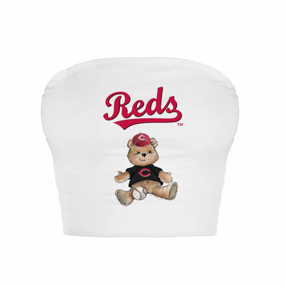 Cincinnati Reds Tiny Turnip Women's Teddy Bear Crop Tube Top | MLB New