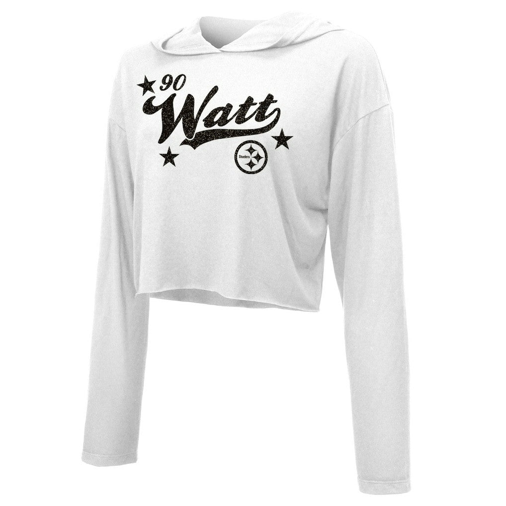 Pittsburgh Steelers  T.J. Watt  Majestic Threads Women's Glitter Wordmark Hoodie
